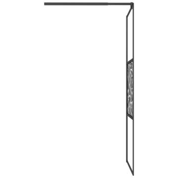 Walk-in Shower Wall with Shelf Black 100x195 cm - ESG Glass