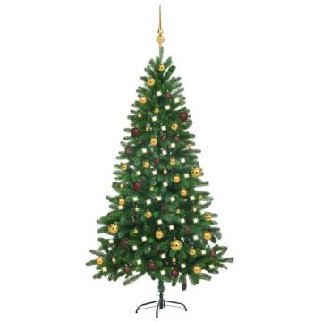 Pre-lit Artificial Christmas Tree with Ball Set - 180 cm Green