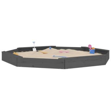 Grey Octagon Wooden Sandbox with Seats - Durable Pine Design