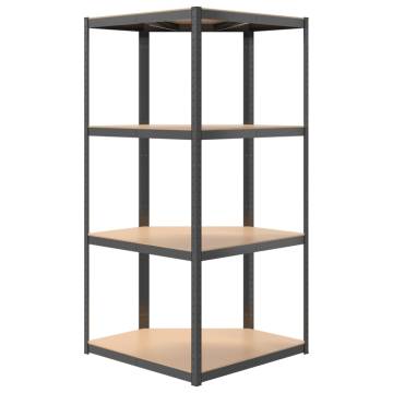 4-Layer Shelves - 3 pcs Anthracite Steel & Engineered Wood