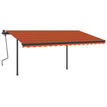 Manual Retractable Awning with LED - 4x3 m Orange & Brown