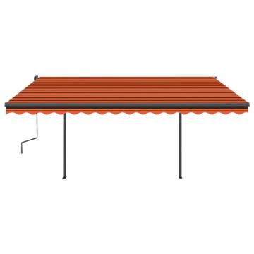 Manual Retractable Awning with LED - 4x3 m Orange & Brown