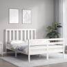 White Bed Frame with Headboard - 120x200 cm Solid Wood