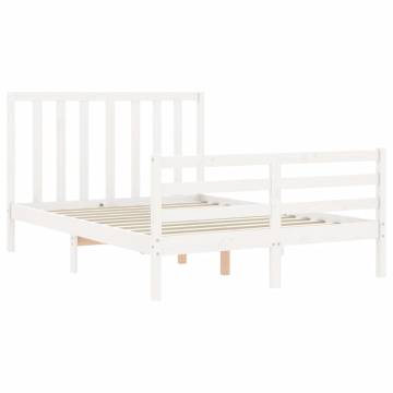 White Bed Frame with Headboard - 120x200 cm Solid Wood