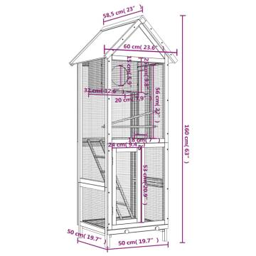 Bird House Mocha - Solid Pine Wood Aviary (60x58.5x160 cm)