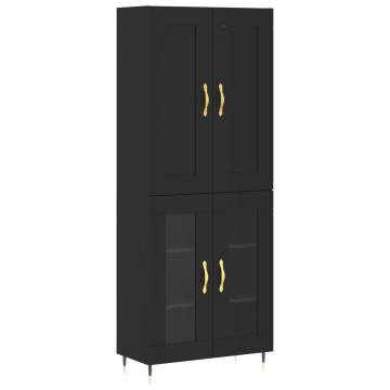 Stylish Highboard Black - 69.5x34x180 cm Engineered Wood