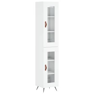 Stylish High Gloss White Highboard - 34.5x34x180 cm