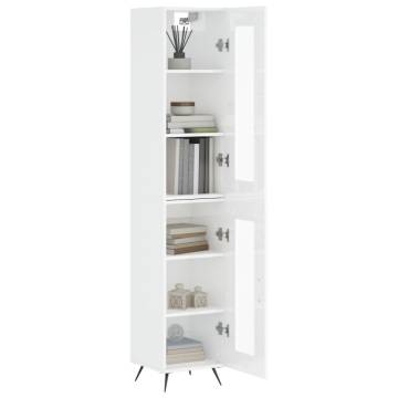 Stylish High Gloss White Highboard - 34.5x34x180 cm