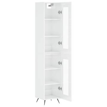 Stylish High Gloss White Highboard - 34.5x34x180 cm