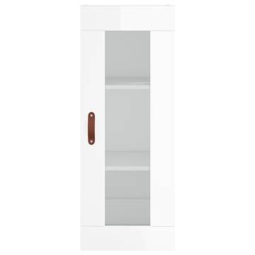 Stylish High Gloss White Highboard - 34.5x34x180 cm