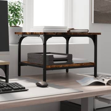 Printer Stand 2-Tier Smoked Oak - Organize with Style