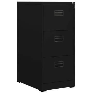 Durable Black Filing Cabinet - Steel, 3 Drawers, Lockable