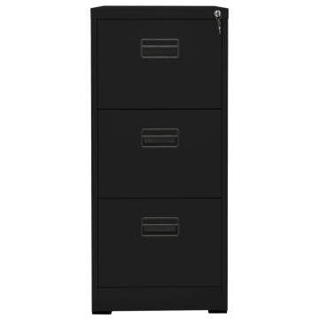 Durable Black Filing Cabinet - Steel, 3 Drawers, Lockable