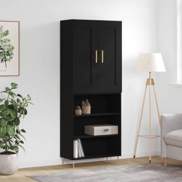 Stylish Highboard Black 69.5x34x180 cm | Durable Engineered Wood