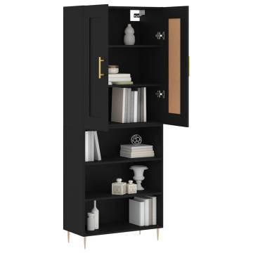 Stylish Highboard Black 69.5x34x180 cm | Durable Engineered Wood