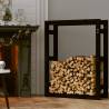 Firewood Rack Black - 80x25x100 cm Solid Pine Wood | HipoMarket