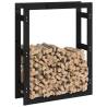 Firewood Rack Black - 80x25x100 cm Solid Pine Wood | HipoMarket