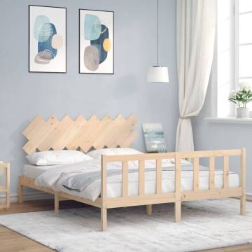 Solid Wood Bed Frame with Headboard 160x200 cm | HipoMarket