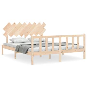 Solid Wood Bed Frame with Headboard 160x200 cm | HipoMarket