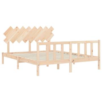 Solid Wood Bed Frame with Headboard 160x200 cm | HipoMarket