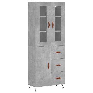 Stylish Highboard in Concrete Grey - 69.5x34x180 cm