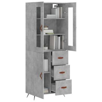 Stylish Highboard in Concrete Grey - 69.5x34x180 cm