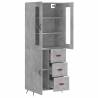 Stylish Highboard in Concrete Grey - 69.5x34x180 cm