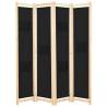 4-Panel Room Divider Black 160x170x4 cm Fabric Colour black Number of 4 