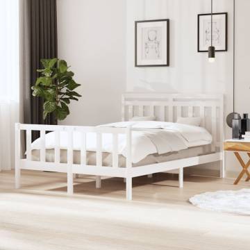 White Solid Wood Bed Frame 140x190 cm | Stylish & Durable