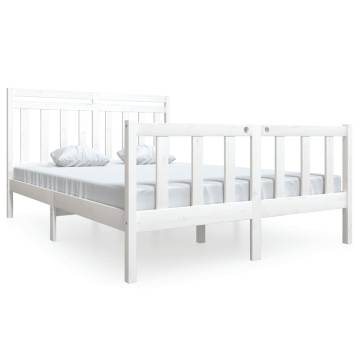 White Solid Wood Bed Frame 140x190 cm | Stylish & Durable