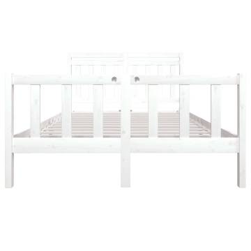 White Solid Wood Bed Frame 140x190 cm | Stylish & Durable