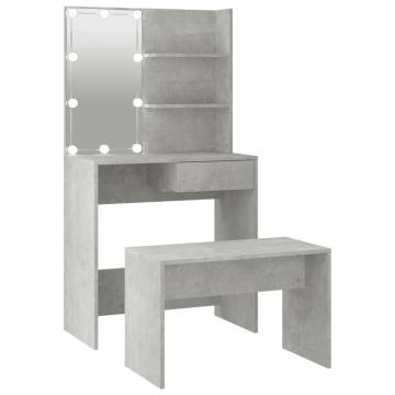 Stylish Dressing Table Set with LED - Concrete Grey