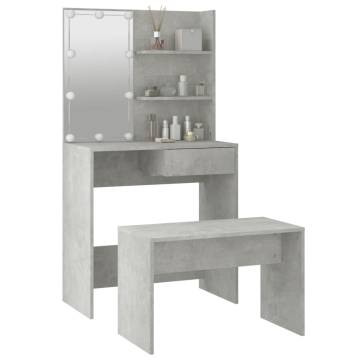 Stylish Dressing Table Set with LED - Concrete Grey