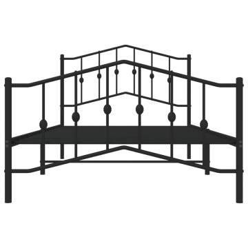 Elegant Black Metal Bed Frame with Headboard & Footboard 107x203 cm