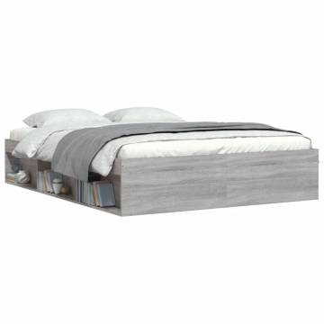 Stylish Grey Sonoma King Size Bed Frame - 150x200 cm