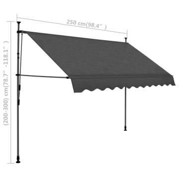 Manual Retractable Awning with LED - Anthracite 250 cm