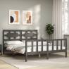 Bed Frame with Headboard Grey King Size Solid Wood Colour grey Size 150 x 200 cm 