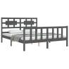 Grey King Size Bed Frame with Headboard | Solid Wood