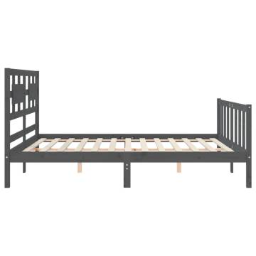 Grey King Size Bed Frame with Headboard | Solid Wood