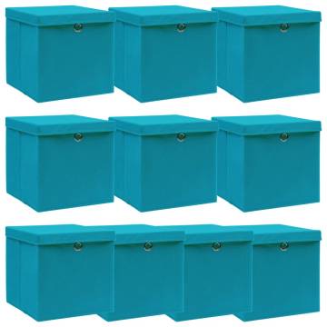 10 pcs Baby Blue Storage Boxes with Lids - Perfect for Organizing