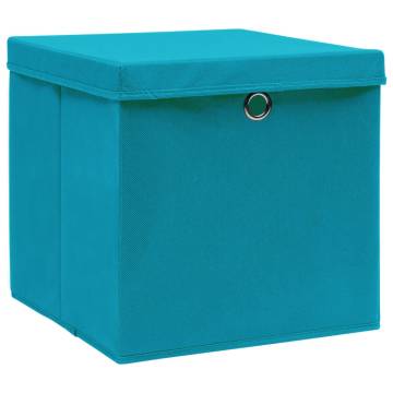 10 pcs Baby Blue Storage Boxes with Lids - Perfect for Organizing