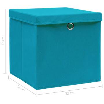 10 pcs Baby Blue Storage Boxes with Lids - Perfect for Organizing