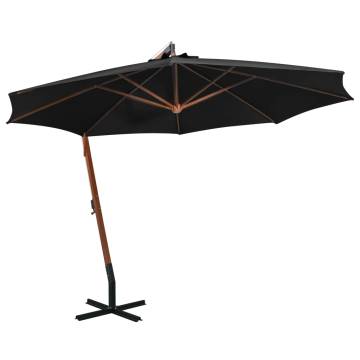 Hanging Parasol with Solid Fir Wood Pole - 3.5x2.9m