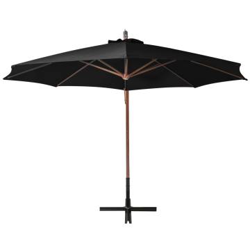 Hanging Parasol with Solid Fir Wood Pole - 3.5x2.9m