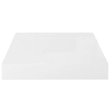 Stylish High Gloss White Floating Wall Shelf - 23x23.5cm