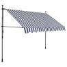 Manual Retractable Awning with LED - 250 cm Blue & White