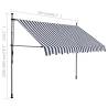 Manual Retractable Awning with LED - 250 cm Blue & White