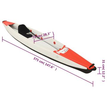 Inflatable Kayak Red 375x72x31 cm - Durable & Easy to Store