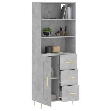 Elegant Highboard in Concrete Grey | 69.5x34x180 cm