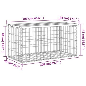 Garden Bench Gabion Design - Solid Pine Wood 103x44x42 cm